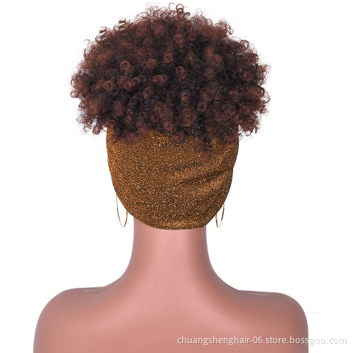 Wholese colorful deep wave blonde headband wigs for black women famale ombre toupee with attached synthetic kinky curly wigs